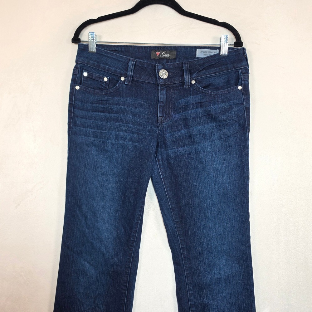 Guess Low Rise Straight Jeans Women's 31 Dark Wash Y2K Stretch Denim - Picture 14 of 16